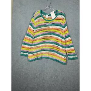 ADY P Sweater Crocheted Knitted Colorful Long Sleeves Womens 1X NWT
